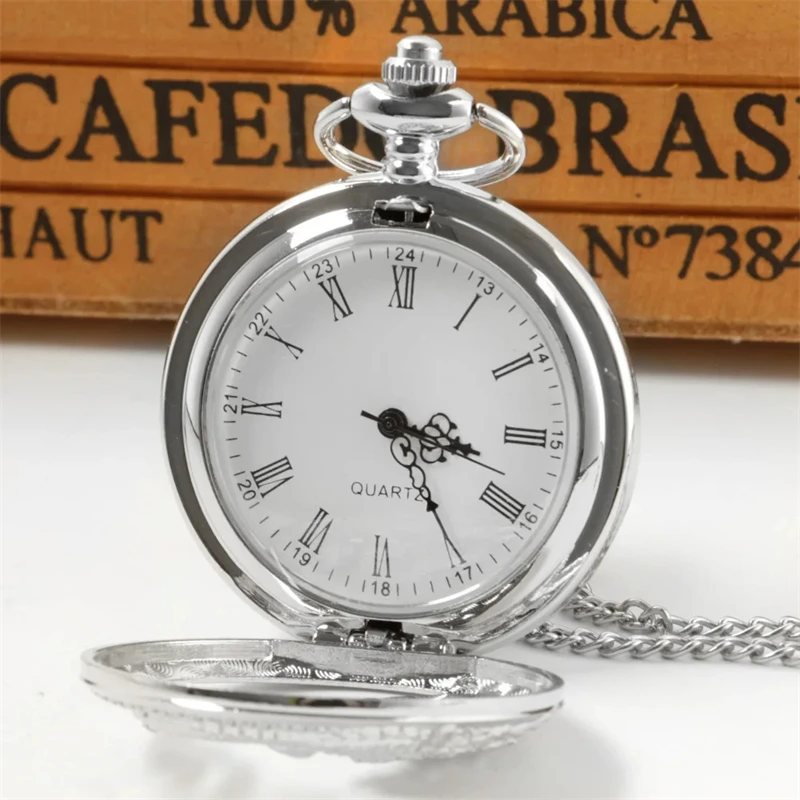 Classic Vintage Pocket Watch Fashion Hollow Carving Chinese Dragon Roman Numerals Dial Necklace Gift
