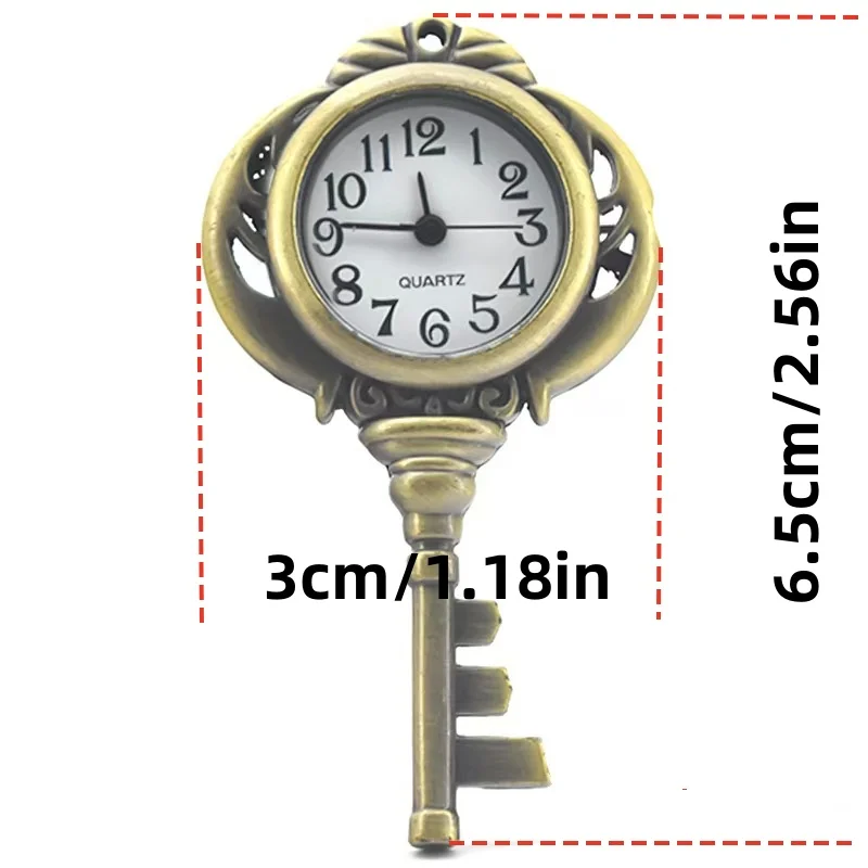 Retro Bronze Steampunk Key Quartz Pocket Watch Necklace Pendant Clock Chain Men's And Women's Chain Gift