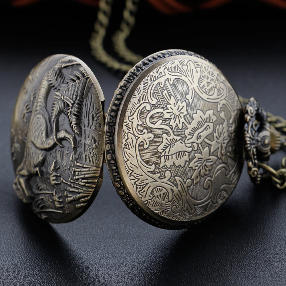 Antique Jurassic Tyrannosaurus Rex Exquisite Relief Quartz Pocket Watch with Dinosaur Theme Best Peripheral Gift Men's Clock