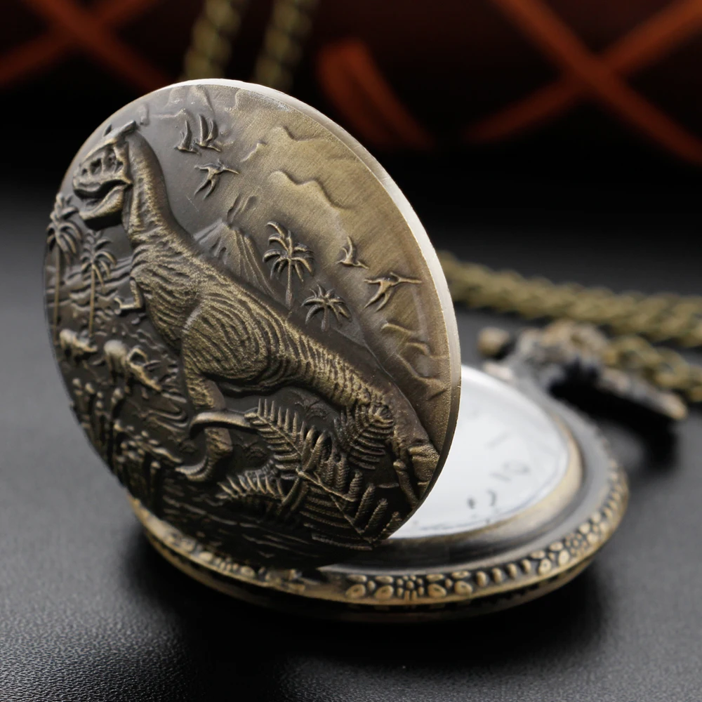 Antique Jurassic Tyrannosaurus Rex Exquisite Relief Quartz Pocket Watch with Dinosaur Theme Best Peripheral Gift Men's Clock
