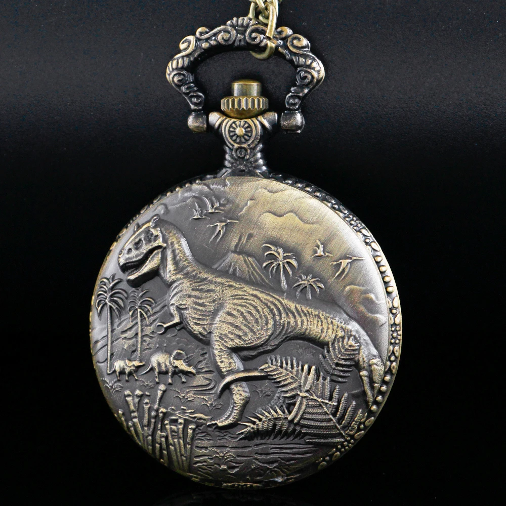 Antique Jurassic Tyrannosaurus Rex Exquisite Relief Quartz Pocket Watch with Dinosaur Theme Best Peripheral Gift Men's Clock