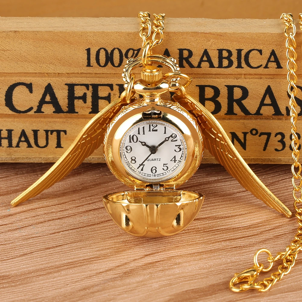 Bronze Quartz Pocket Watch Feather Wing Pendant Luxury Watches Vintage Fob Clock Chain Necklace Gift for Men Women Dropshipping