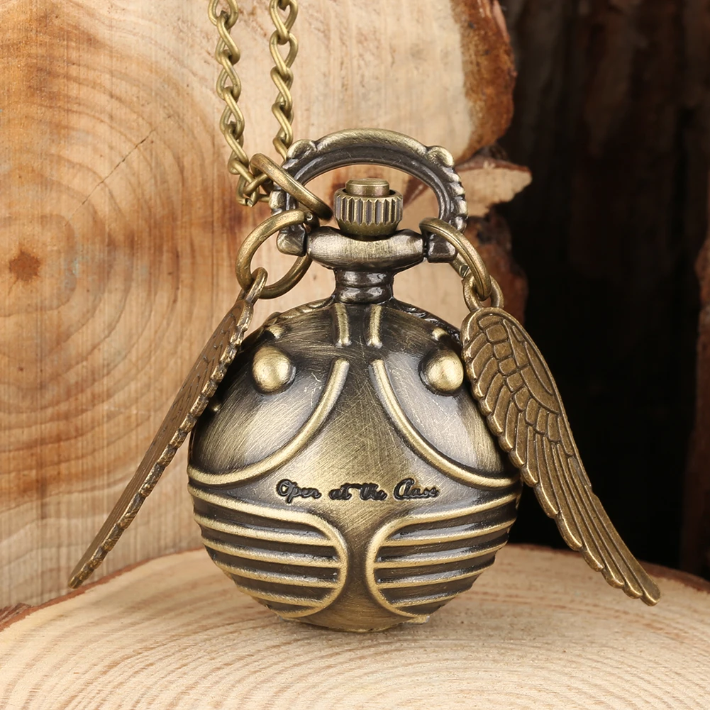 Bronze Quartz Pocket Watch Feather Wing Pendant Luxury Watches Vintage Fob Clock Chain Necklace Gift for Men Women Dropshipping