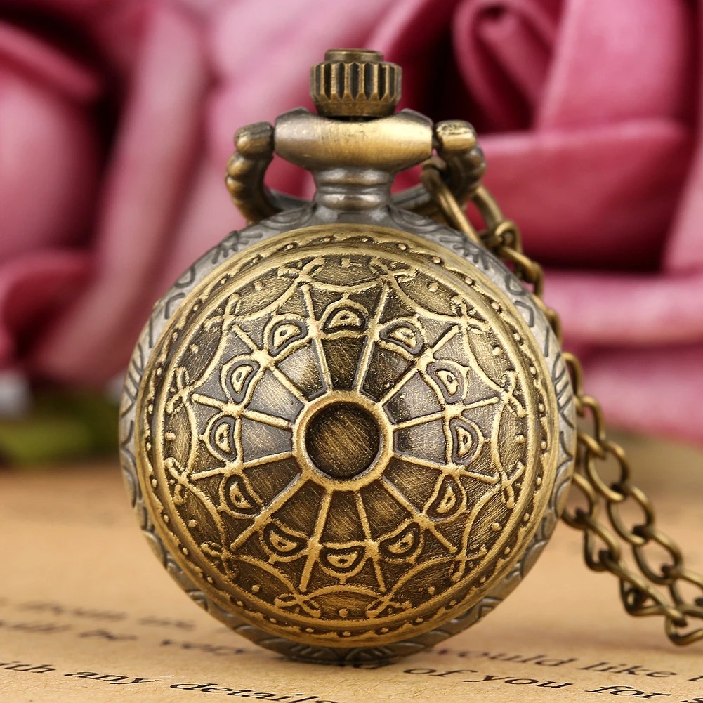Bronze Quartz Pocket Watch Feather Wing Pendant Luxury Watches Vintage Fob Clock Chain Necklace Gift for Men Women Dropshipping