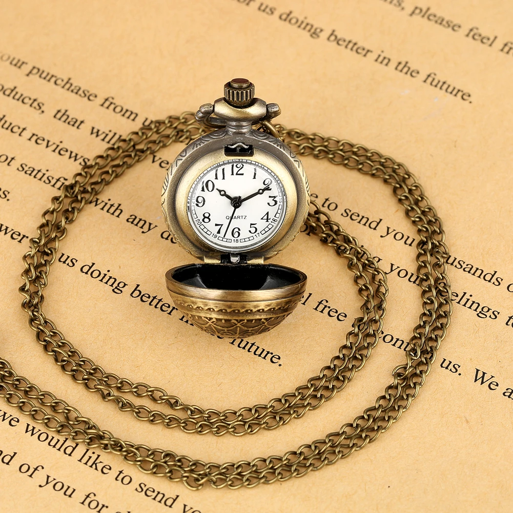Bronze Quartz Pocket Watch Feather Wing Pendant Luxury Watches Vintage Fob Clock Chain Necklace Gift for Men Women Dropshipping