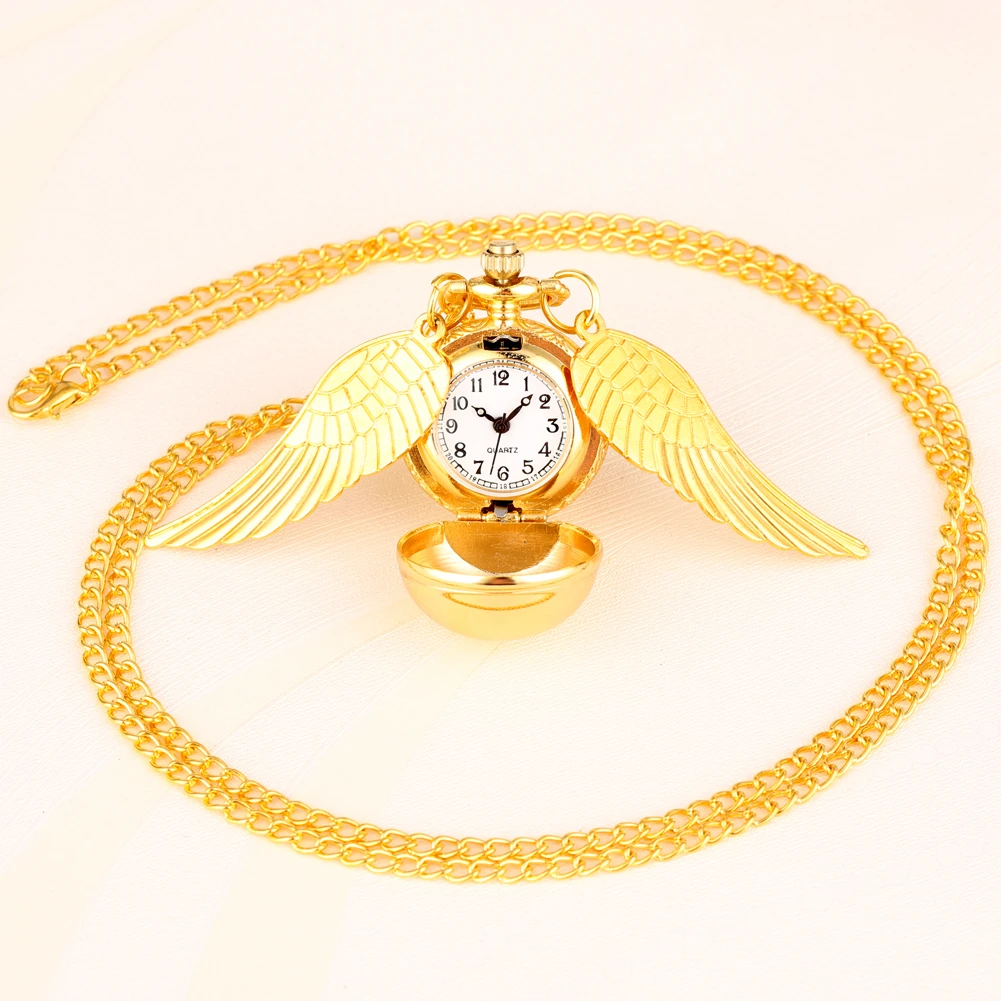 Bronze Quartz Pocket Watch Feather Wing Pendant Luxury Watches Vintage Fob Clock Chain Necklace Gift for Men Women Dropshipping