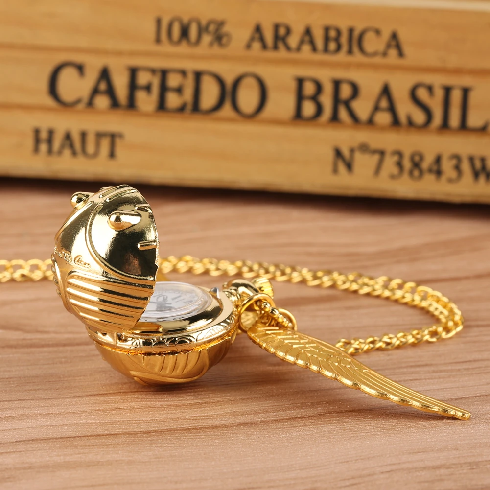 Bronze Quartz Pocket Watch Feather Wing Pendant Luxury Watches Vintage Fob Clock Chain Necklace Gift for Men Women Dropshipping
