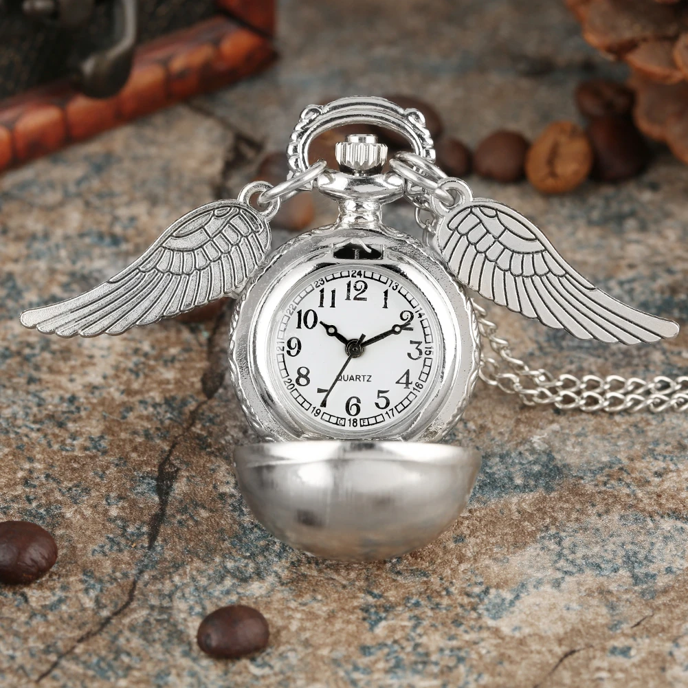 Bronze Quartz Pocket Watch Feather Wing Pendant Luxury Watches Vintage Fob Clock Chain Necklace Gift for Men Women Dropshipping