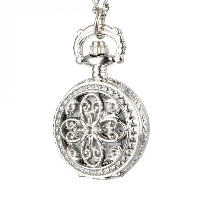 Fashion Vintage Women Quartz Pocket Watch Alloy Hollow Out Flowers Lady Girl Sweater Chain Necklace Pendant Clock Gifts