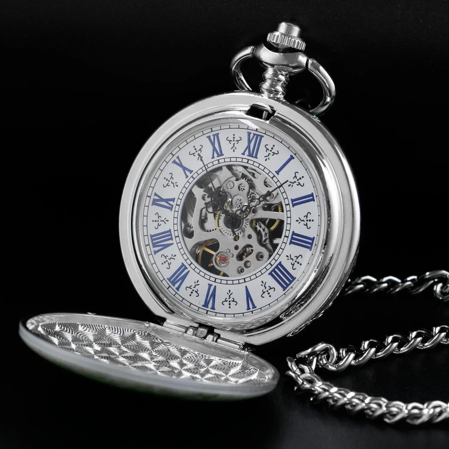 Antique Green Jade Mechanical Pocket Watch Classic Vintage Pendant Watch Men's Women's Necklace Jewelry Birthday Gift relógio
