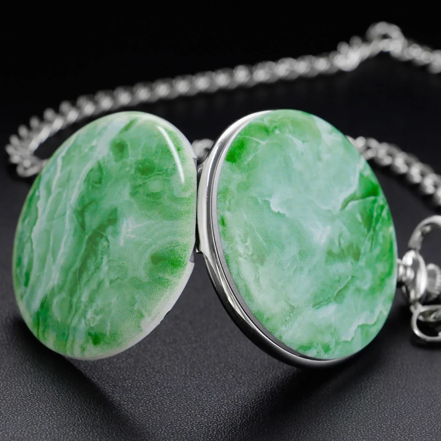 Antique Green Jade Mechanical Pocket Watch Classic Vintage Pendant Watch Men's Women's Necklace Jewelry Birthday Gift relógio