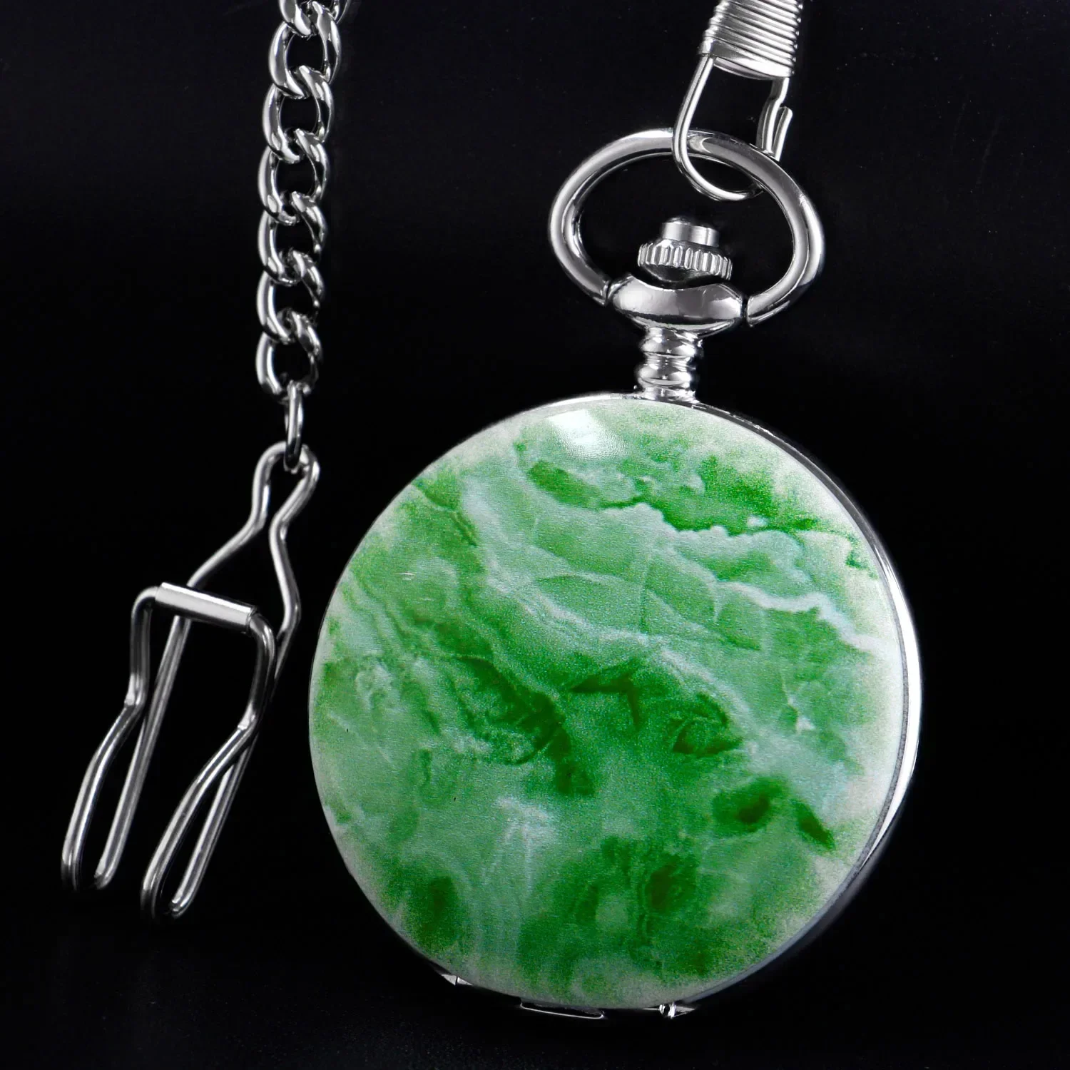 Antique Green Jade Mechanical Pocket Watch Classic Vintage Pendant Watch Men's Women's Necklace Jewelry Birthday Gift relógio