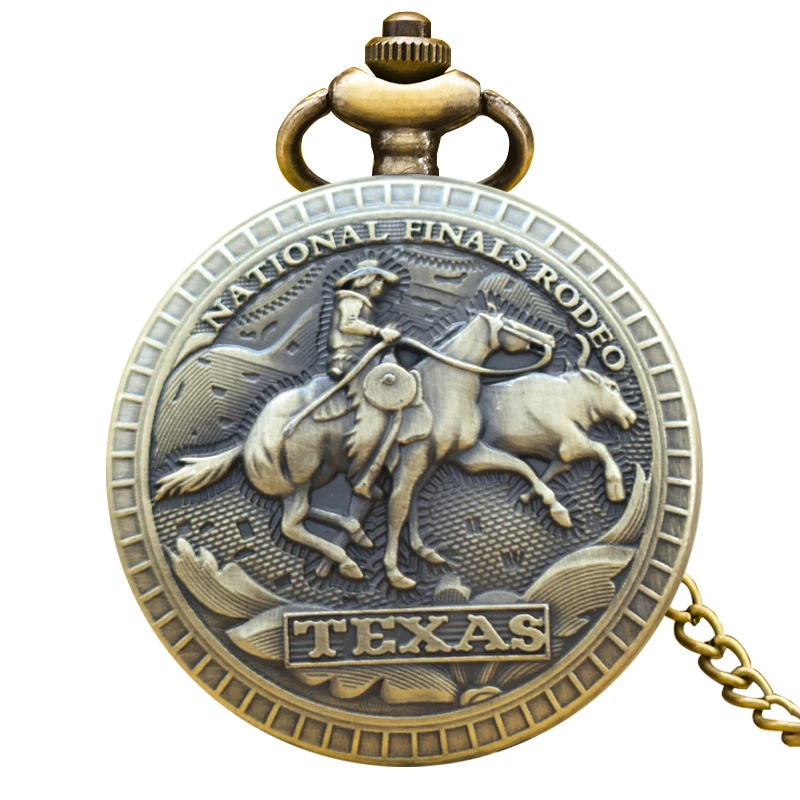 Vintage Bronze Clamshell Denim Show Design Necklace Quartz Pocket Watch Gifts Are Common for Male and Female Students