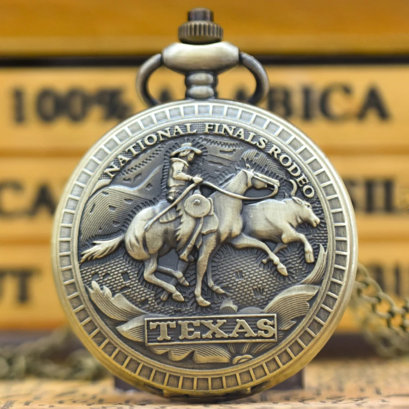 Vintage Bronze Clamshell Denim Show Design Necklace Quartz Pocket Watch Gifts Are Common for Male and Female Students