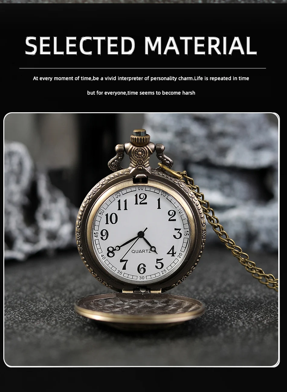 Best Gifts Luxury Gold Quartz Pocket Watch Design Fishes Necklace Pendant Pocket Watch Clock for Mens Womens