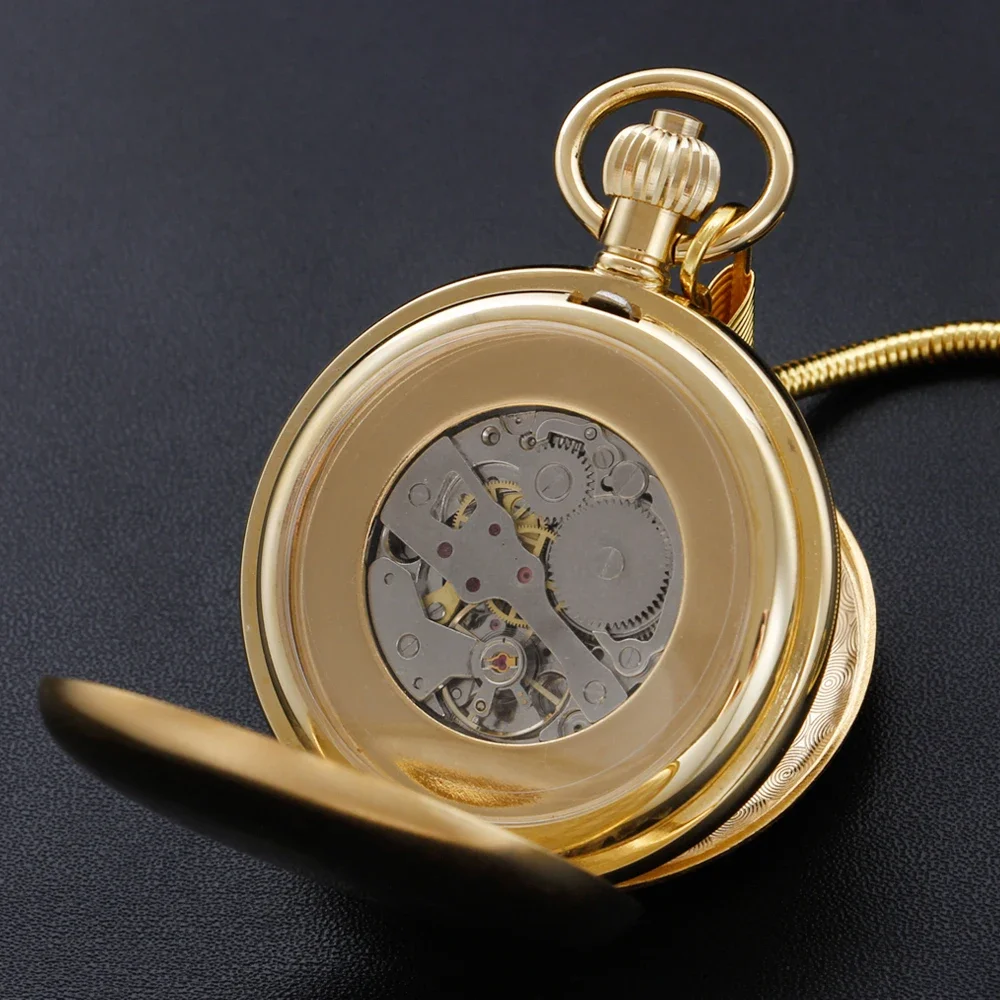 Gold Copper Steam Manual Mechanical Men's Pocket Watch Gift Antique Steampunk Fpb Chain Pendant Timepiece
