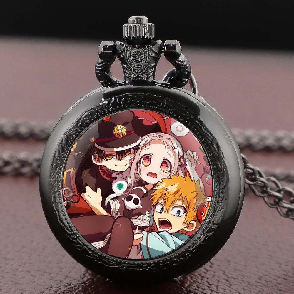 Retro Style Toilet-Bound Hanako-kun Themed Pocket Watch Necklace Pendant Clock for Men and Women