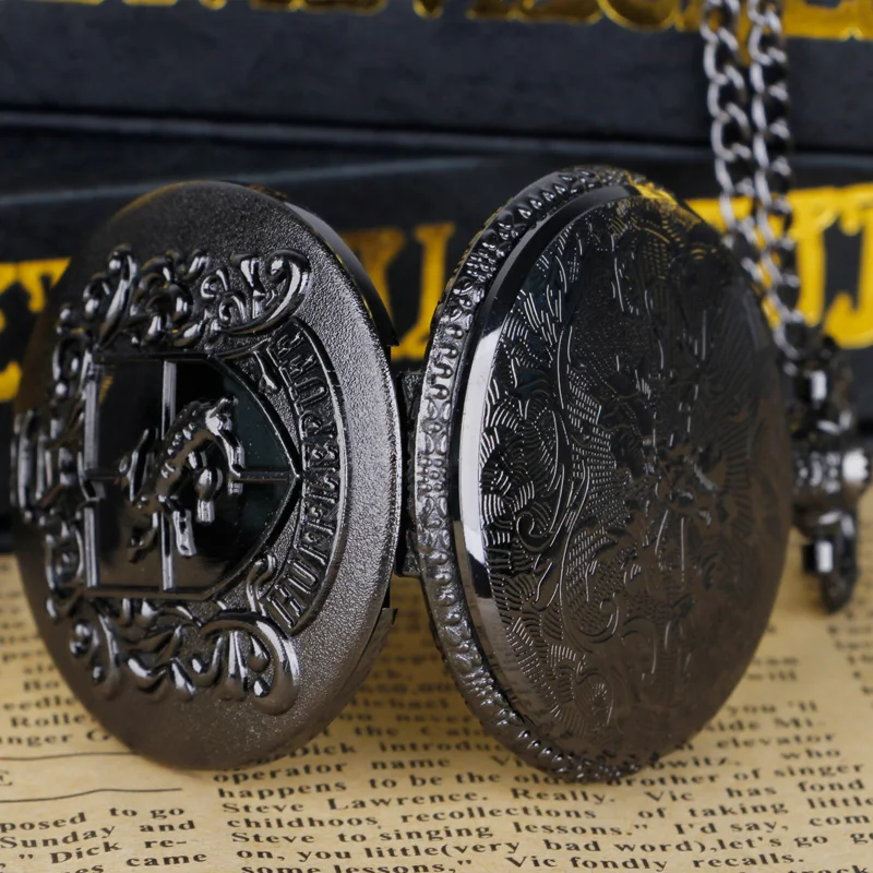 Vintage Steampunk Chain Quartz Necklace Emblem Pocket Watch Timing Jewelry with Intricate Pendant Design Men and Women's Gift