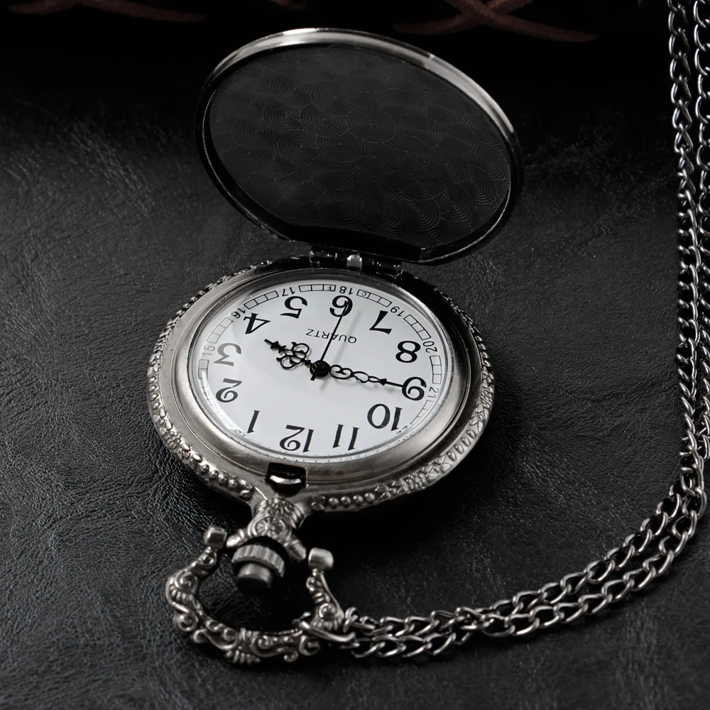 Bronze Antique Western Werewolf Embossed Quartz Pocket Watch Vintage Men's Fob Chain Clock Children's and Women's Gift