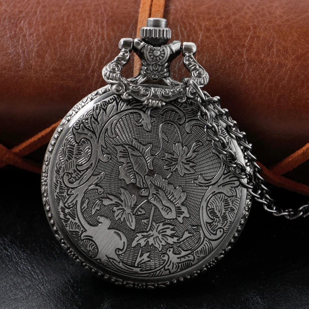 Bronze Antique Western Werewolf Embossed Quartz Pocket Watch Vintage Men's Fob Chain Clock Children's and Women's Gift