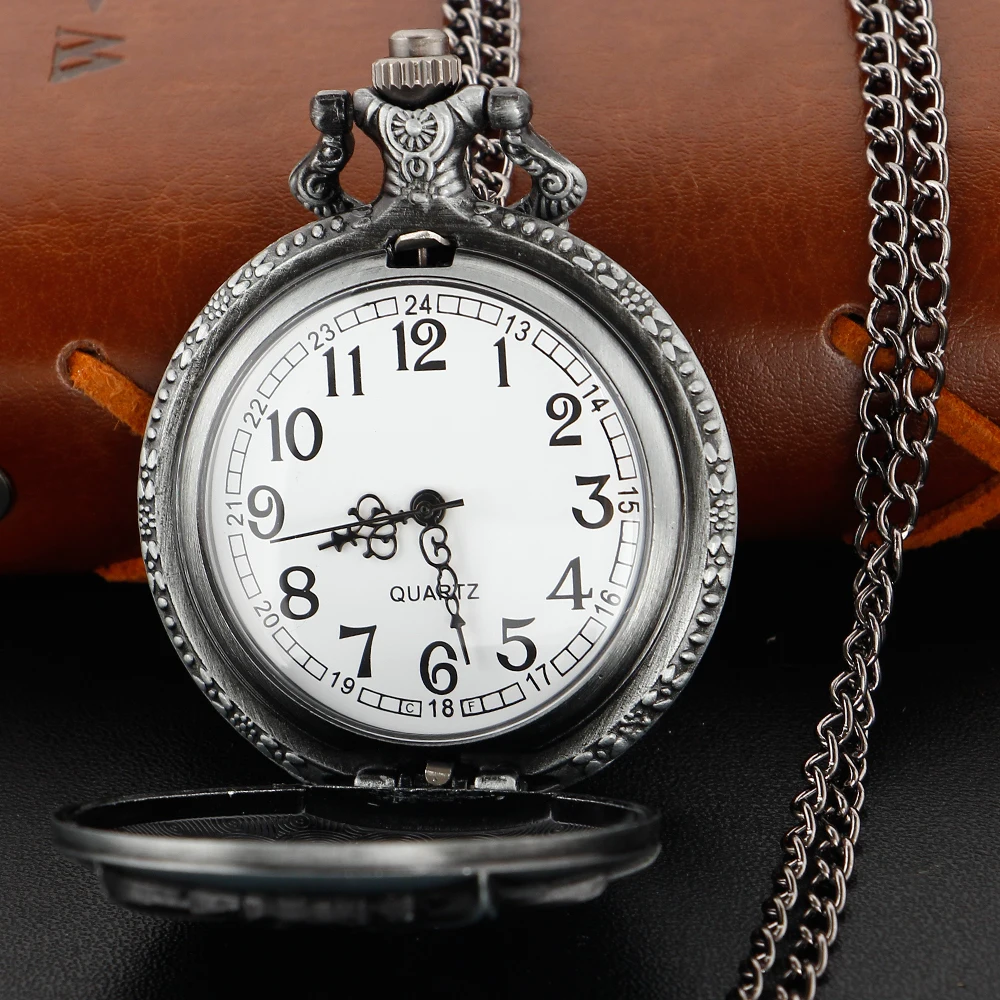 Bronze Antique Western Werewolf Embossed Quartz Pocket Watch Vintage Men's Fob Chain Clock Children's and Women's Gift