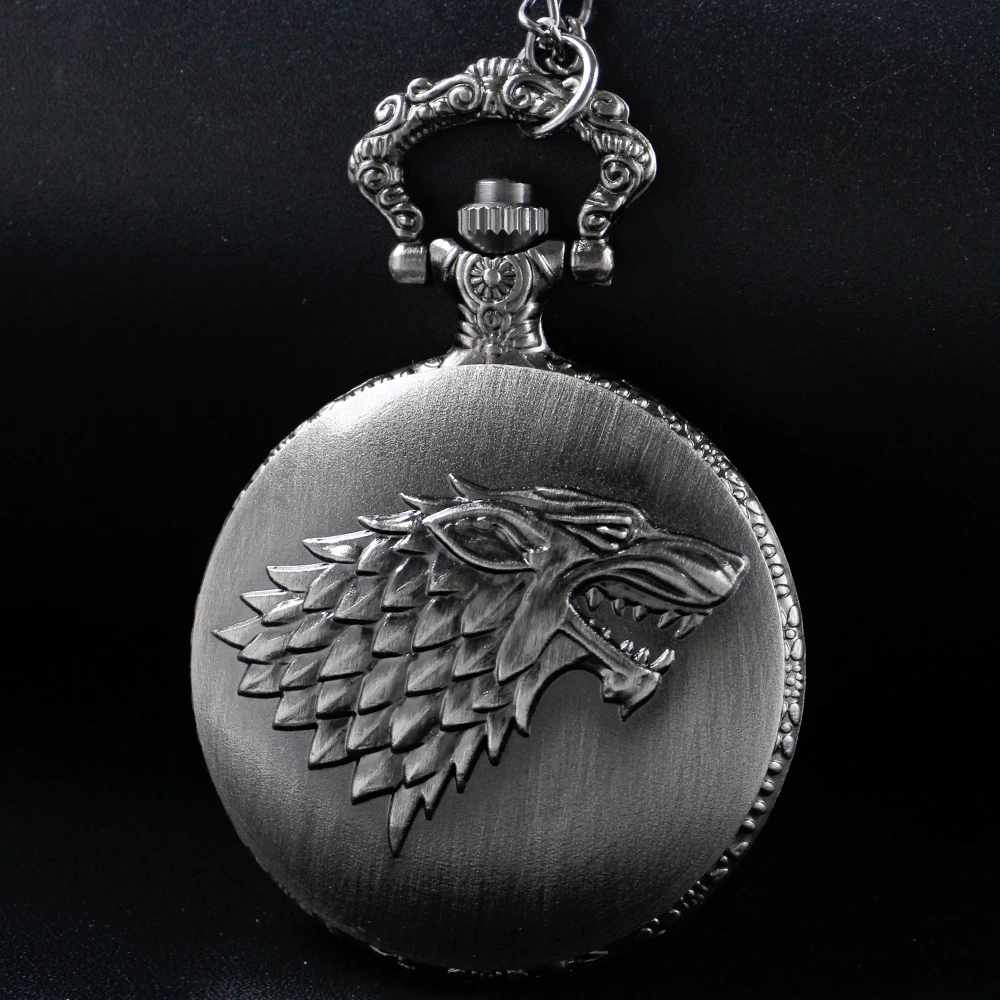 Bronze Antique Western Werewolf Embossed Quartz Pocket Watch Vintage Men's Fob Chain Clock Children's and Women's Gift