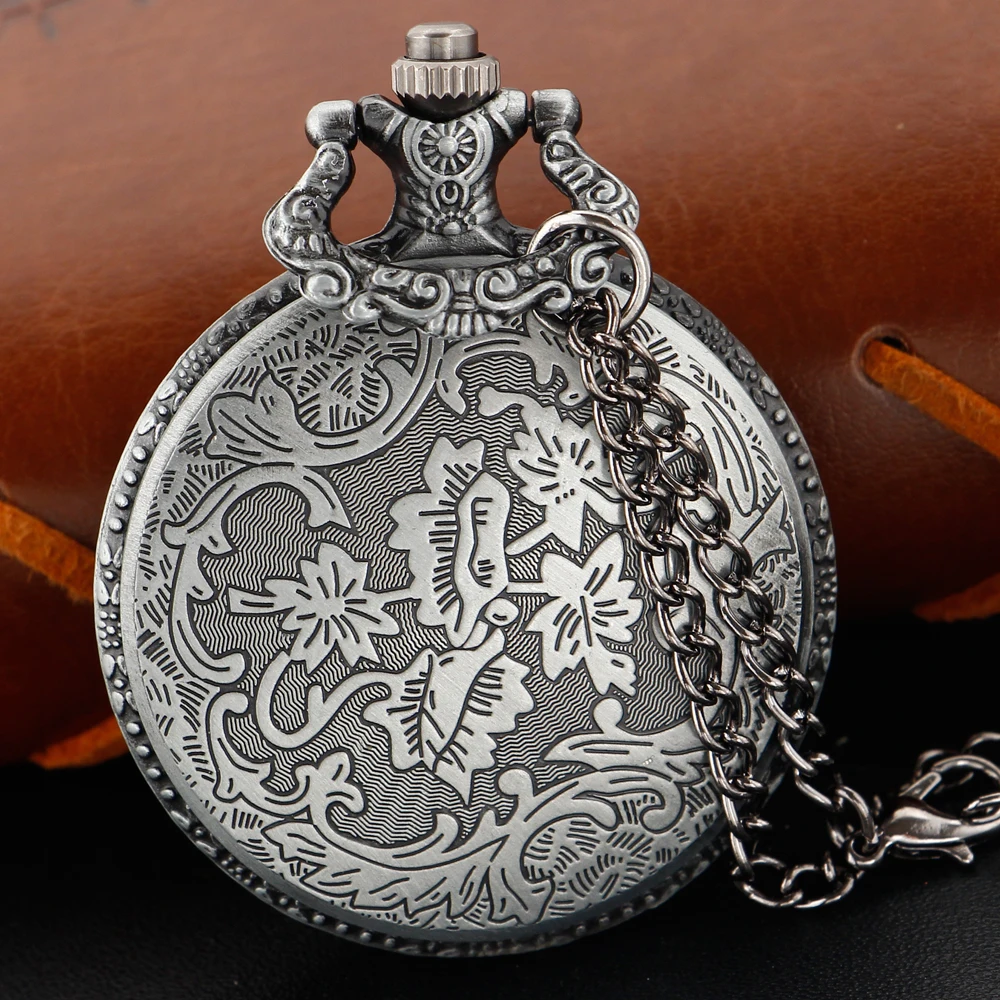 Bronze Antique Western Werewolf Embossed Quartz Pocket Watch Vintage Men's Fob Chain Clock Children's and Women's Gift