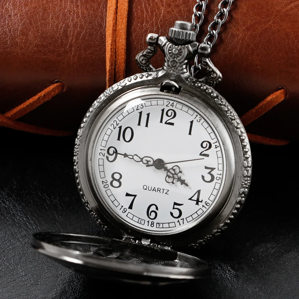Bronze Antique Western Werewolf Embossed Quartz Pocket Watch Vintage Men's Fob Chain Clock Children's and Women's Gift