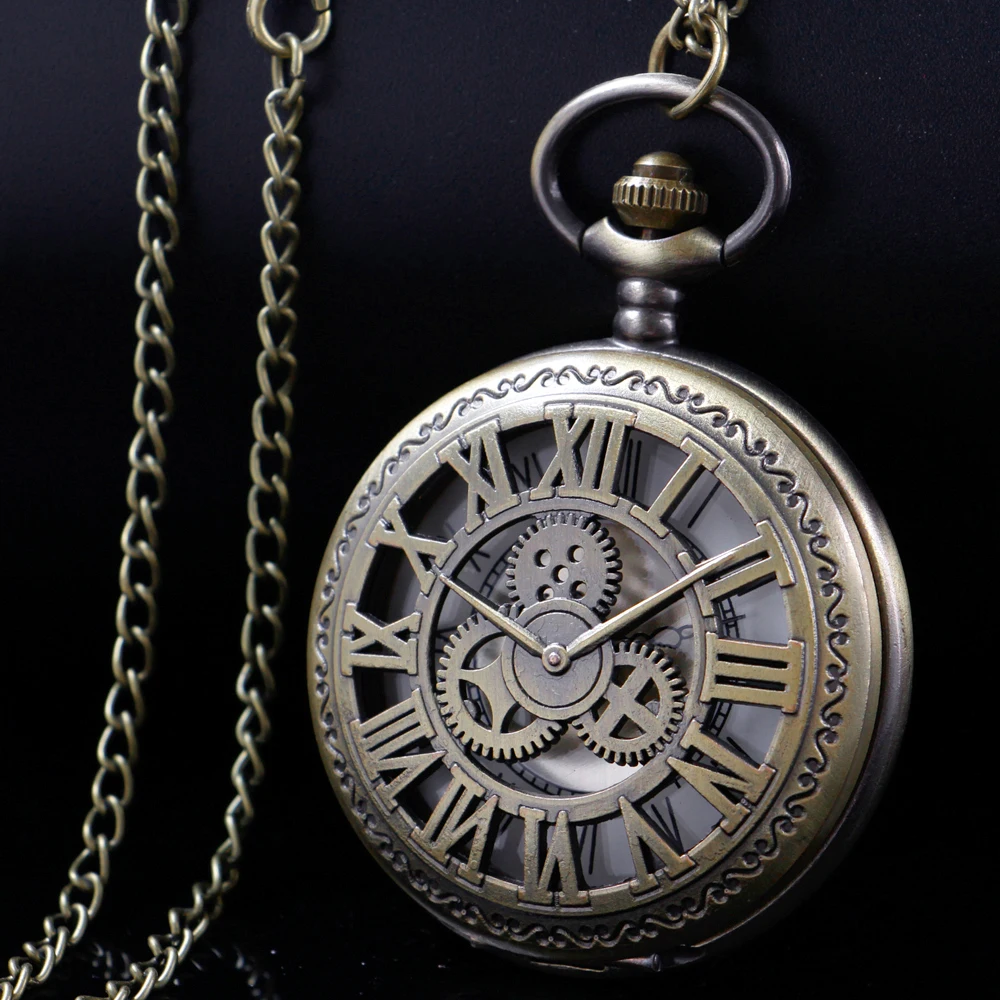 New Digital Gear Hollow Quartz Pocket Watch Best Holiday Gift High Quality Men's Necklace Pendant Women's Jewelry Gift