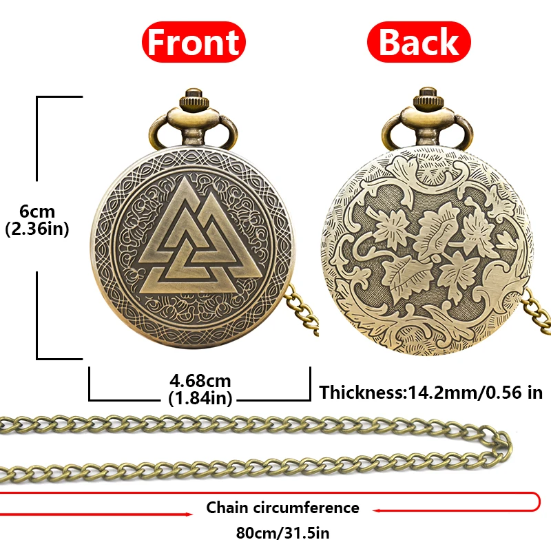 Retro Bronze Steampunk Flip-Top Male And Female Student Gifts Quartz Necklace Valkyry Triangle Commemorative Pocket Watch