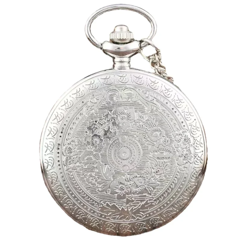 Vintage Bronze Steampunk Enamel Peacock Peony Quartz Pocket Watch Necklace Pendant Clock Chain Men's and Women's Gifts