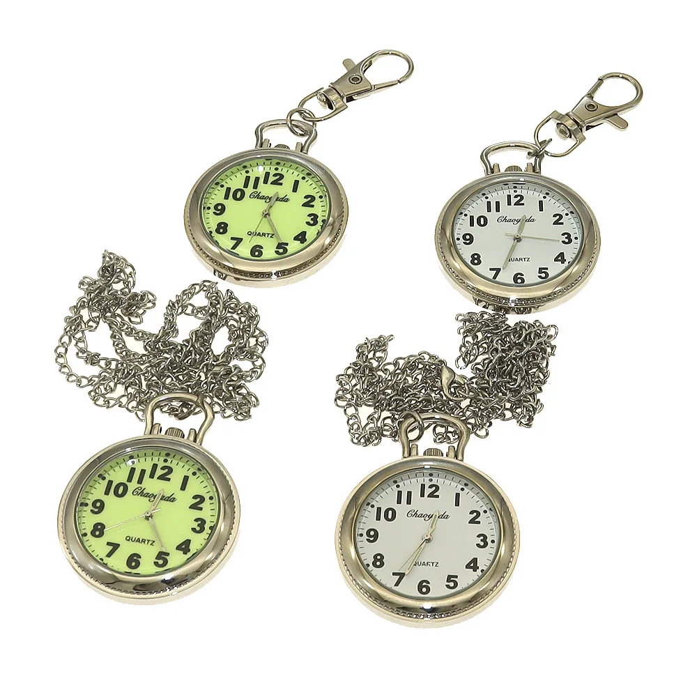 Big Number Luminous Dial Pocket Watch With Roman Label Necklace Pendant Quartz Clock Gift Men and Women
