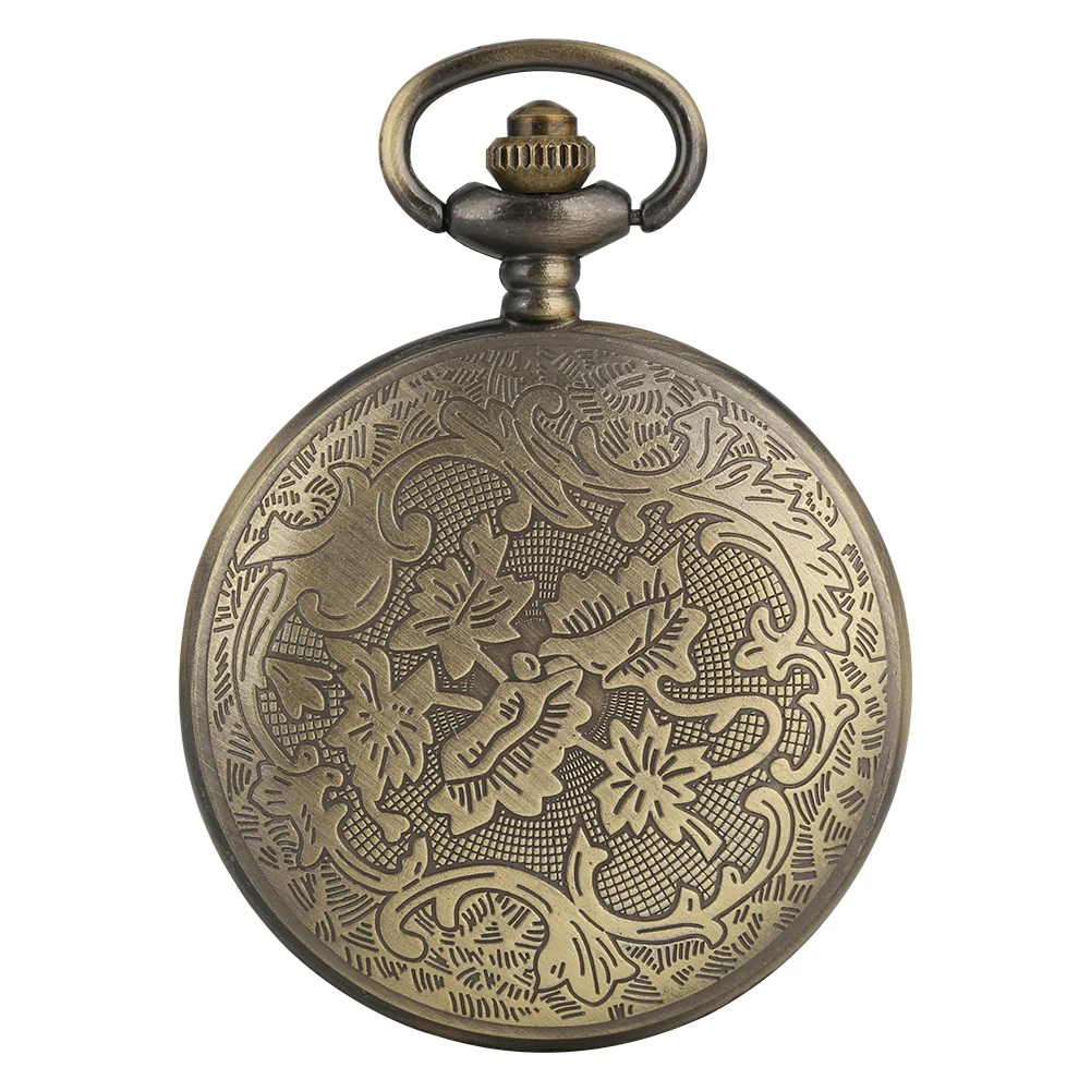 Elegance Flowers Bronze Hollow Hunter Pocket Watch Quartz Movement Vintage Exquisite Lady Jewelry Pendant Clock Gifts 2019