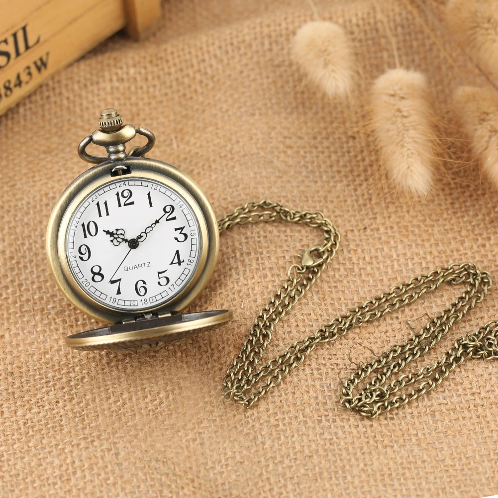 Elegance Flowers Bronze Hollow Hunter Pocket Watch Quartz Movement Vintage Exquisite Lady Jewelry Pendant Clock Gifts 2019