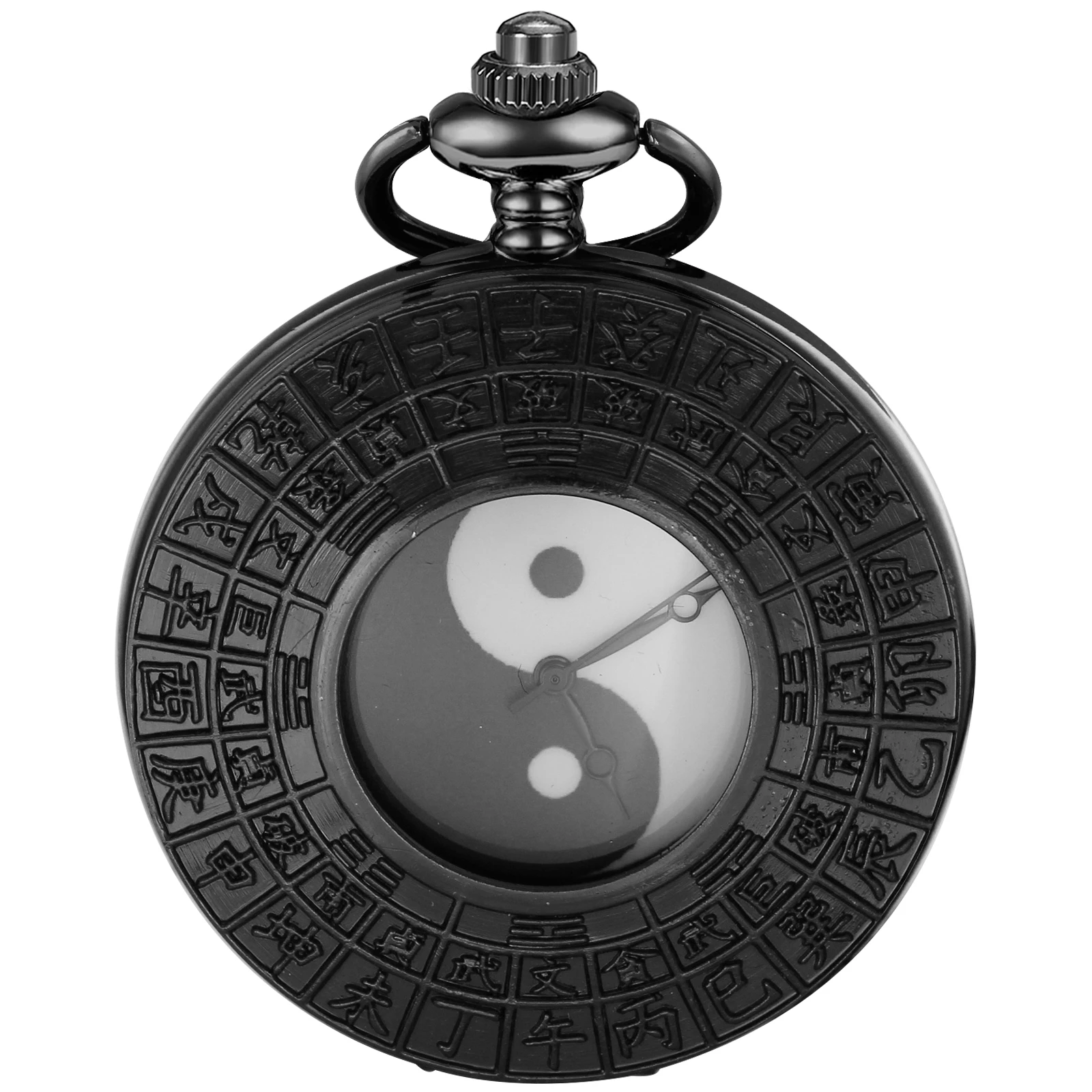 New Black White Text Quartz Pocket Watch Men's High Quality Necklace Timing Pendant Women's Jewelry Accessories Gift Cf1564