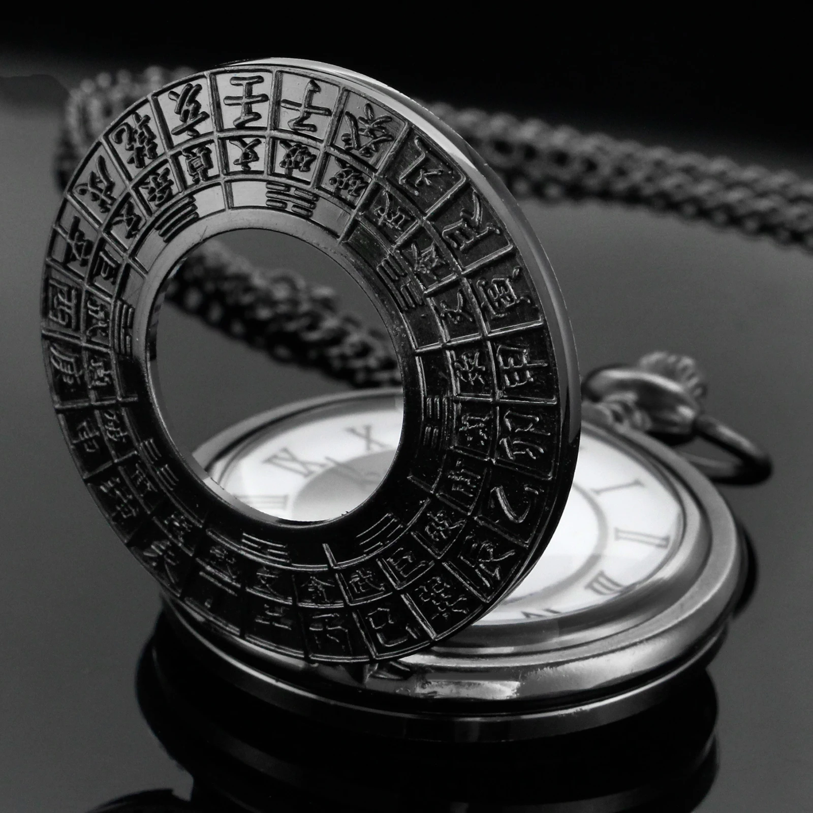 New Black White Text Quartz Pocket Watch Men's High Quality Necklace Timing Pendant Women's Jewelry Accessories Gift Cf1564