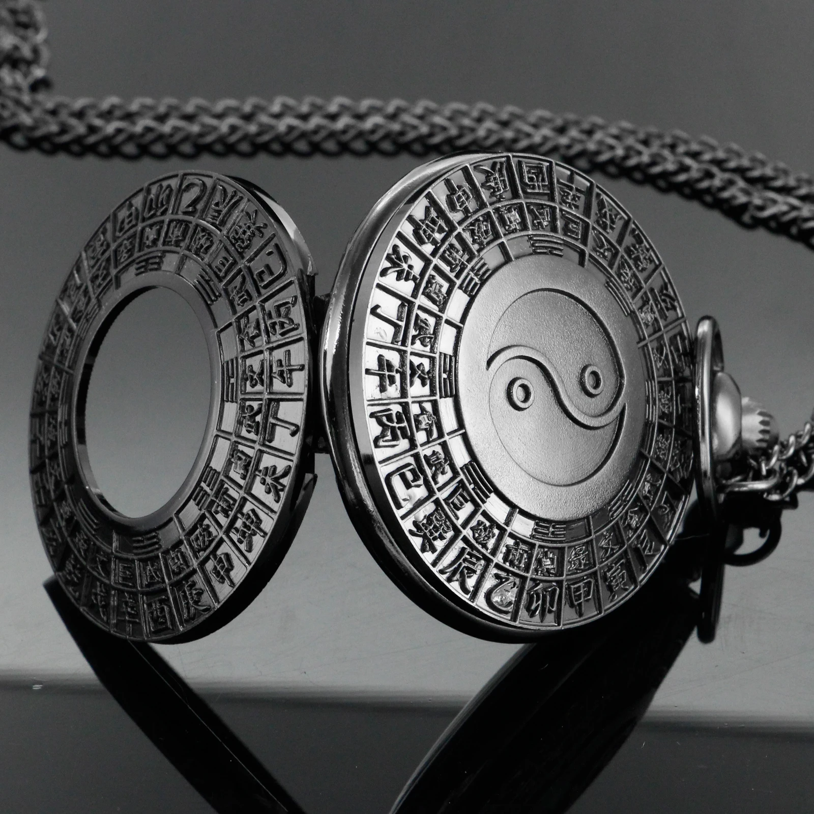 New Black White Text Quartz Pocket Watch Men's High Quality Necklace Timing Pendant Women's Jewelry Accessories Gift Cf1564