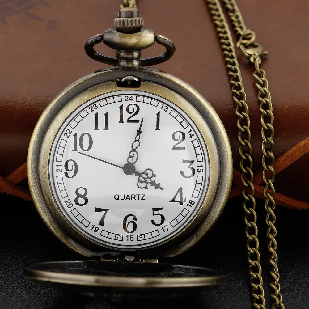 New Bronze in Wonderland Theme Quartz Pocket Watch Pendant Pocket Necklace Watches with FOB Chain Gifts Dropshipping