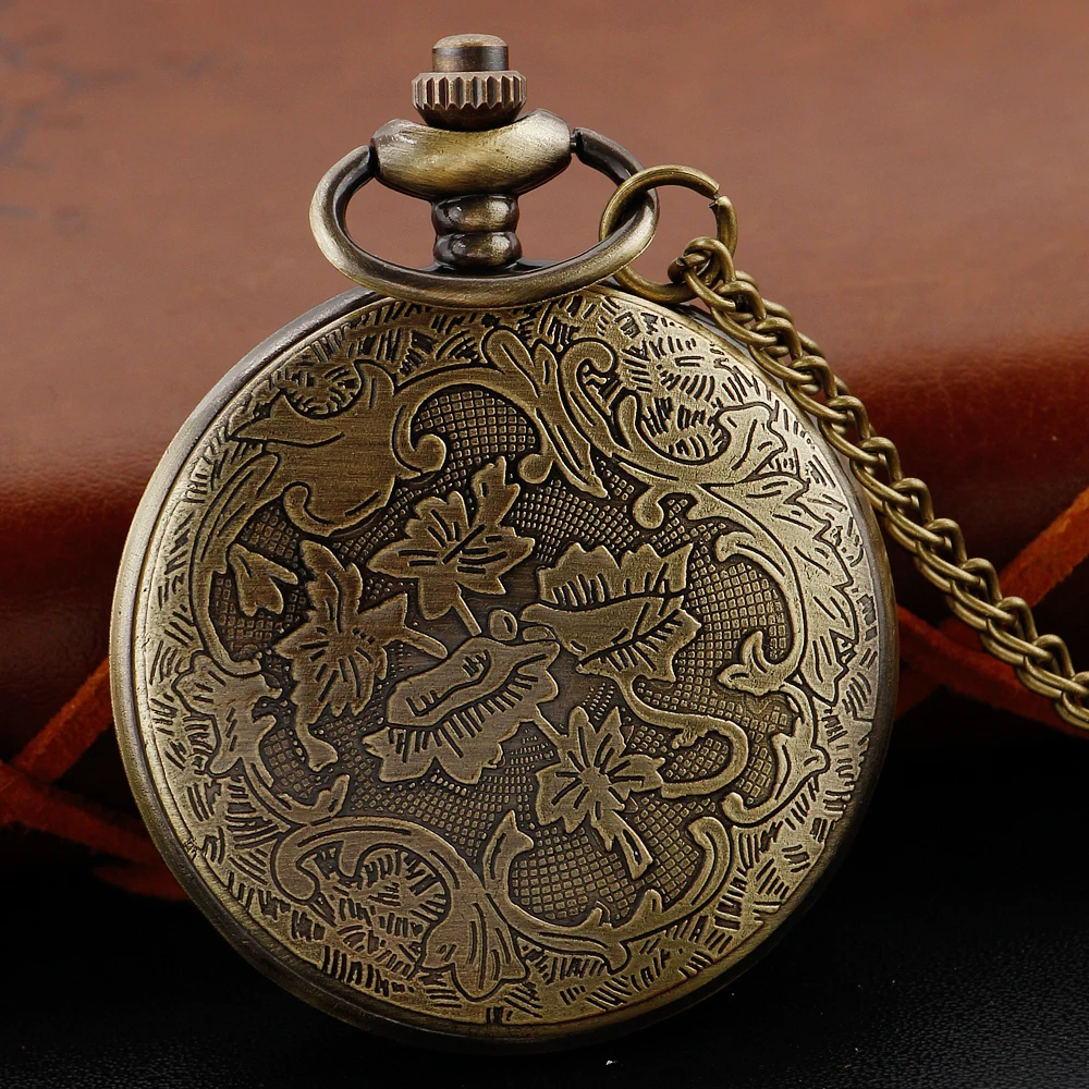 New Bronze in Wonderland Theme Quartz Pocket Watch Pendant Pocket Necklace Watches with FOB Chain Gifts Dropshipping