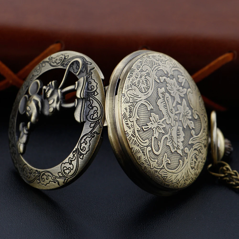 New Bronze in Wonderland Theme Quartz Pocket Watch Pendant Pocket Necklace Watches with FOB Chain Gifts Dropshipping