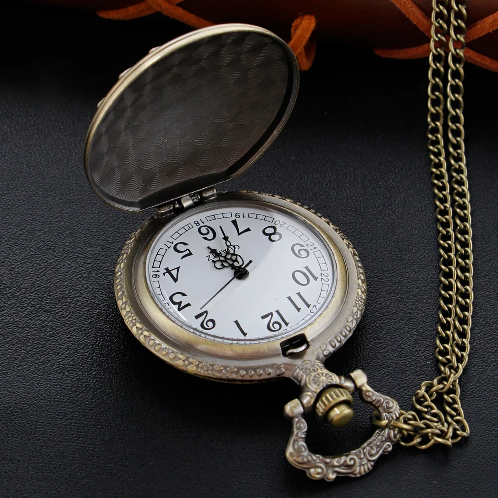 New Bronze in Wonderland Theme Quartz Pocket Watch Pendant Pocket Necklace Watches with FOB Chain Gifts Dropshipping