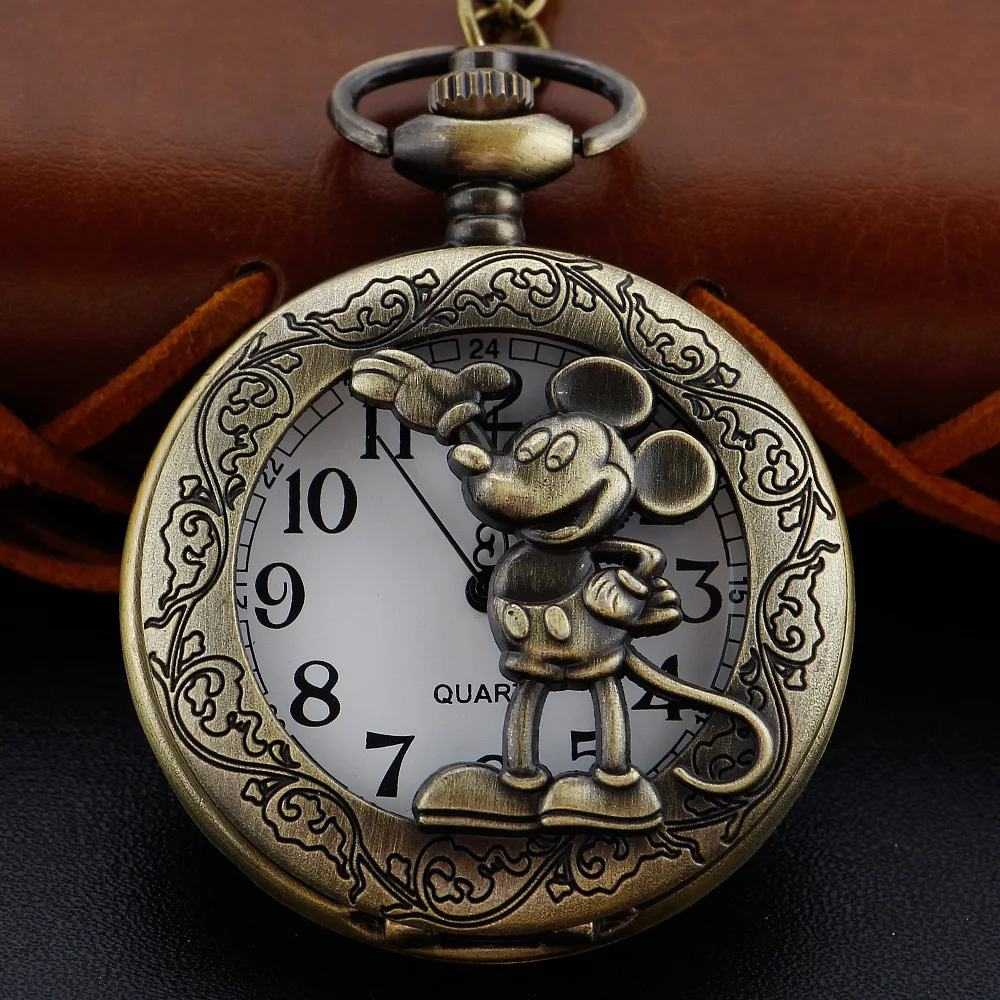New Bronze in Wonderland Theme Quartz Pocket Watch Pendant Pocket Necklace Watches with FOB Chain Gifts Dropshipping