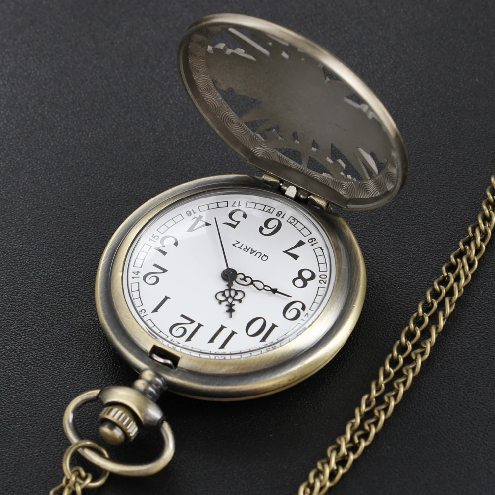 New Bronze in Wonderland Theme Quartz Pocket Watch Pendant Pocket Necklace Watches with FOB Chain Gifts Dropshipping