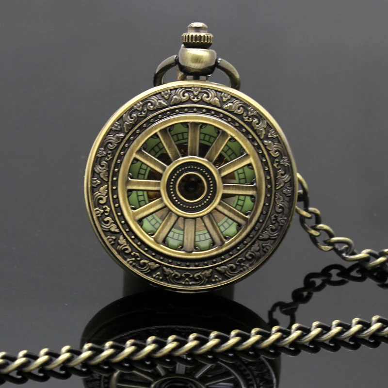 Luxury Luminous Mechanical Pocket Watch Bronze Hollow Wheel Hand-Winding Steampunk Pocket Hanging Chain Antique Watch Best Gifts