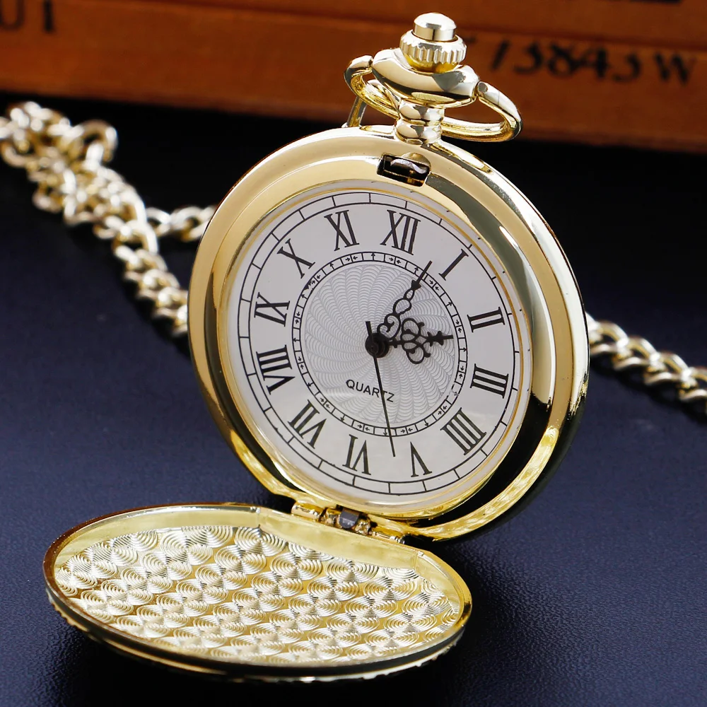 Vintage Gold Luxury Quartz Pocket Watch Women's Men Necklace Minimalism Personalised Pocket FOB Watch Unique Gifts reloj hombre