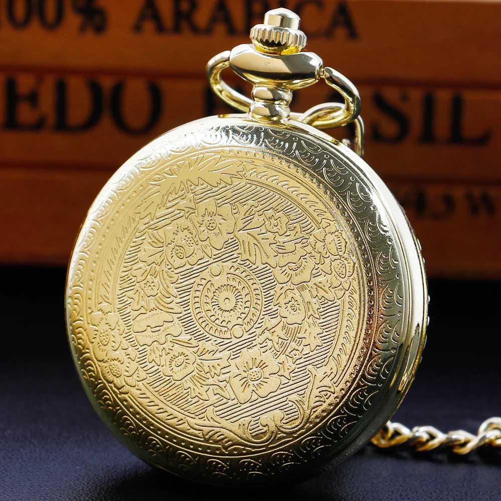Vintage Gold Luxury Quartz Pocket Watch Women's Men Necklace Minimalism Personalised Pocket FOB Watch Unique Gifts reloj hombre