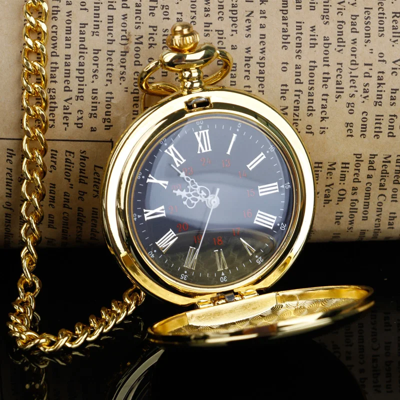 Fashion Design Fob Chain Smooth steel Quartz Pocket Watch Vintage Roman Nmber Dial Pendant Fob Watch Gifts Clock Relogio DeBolso