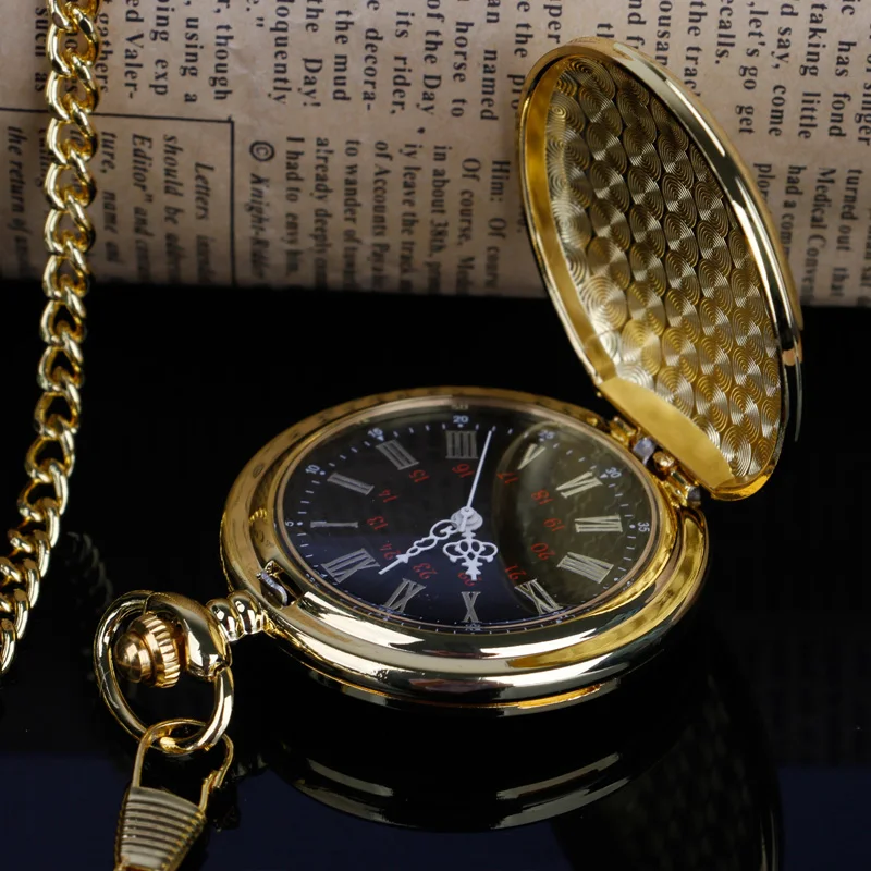Fashion Design Fob Chain Smooth steel Quartz Pocket Watch Vintage Roman Nmber Dial Pendant Fob Watch Gifts Clock Relogio DeBolso