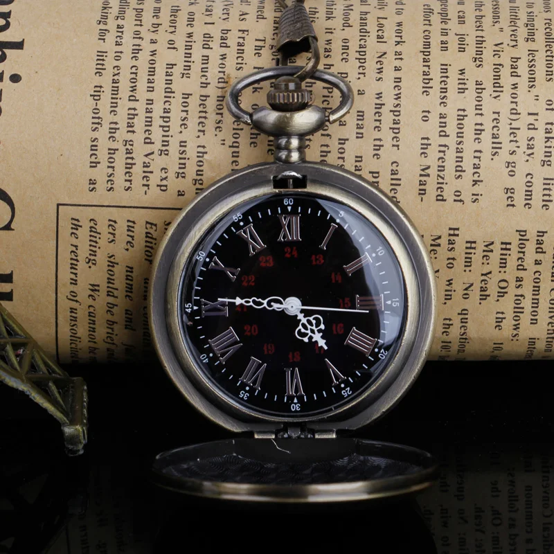 Fashion Design Fob Chain Smooth steel Quartz Pocket Watch Vintage Roman Nmber Dial Pendant Fob Watch Gifts Clock Relogio DeBolso