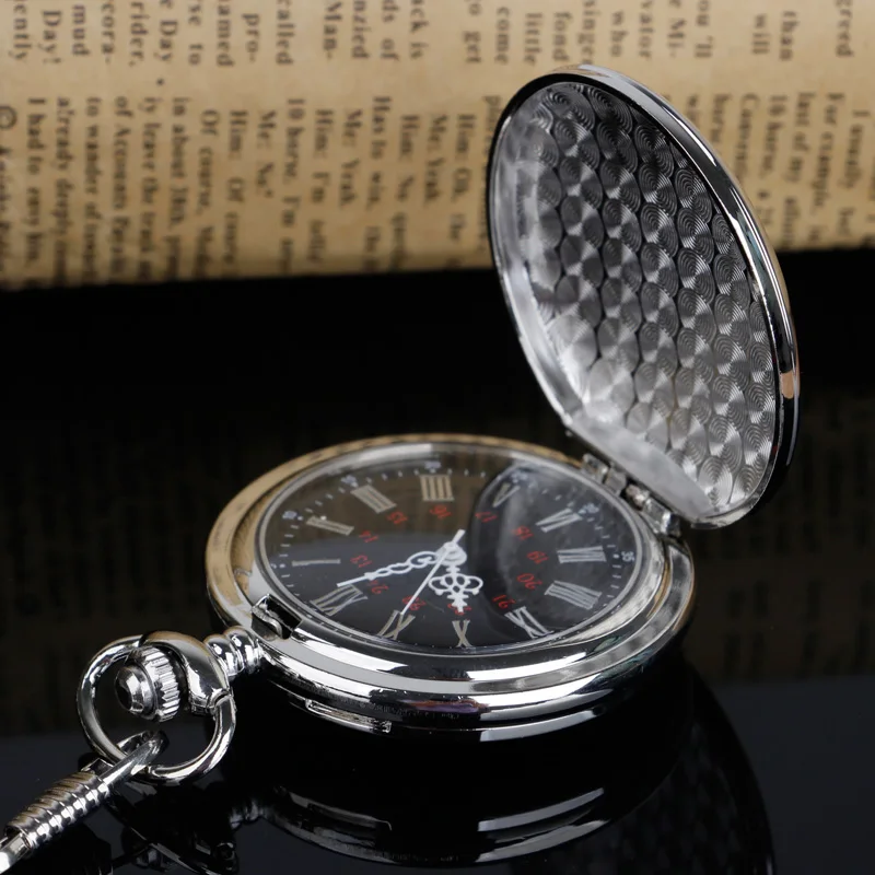 Fashion Design Fob Chain Smooth steel Quartz Pocket Watch Vintage Roman Nmber Dial Pendant Fob Watch Gifts Clock Relogio DeBolso